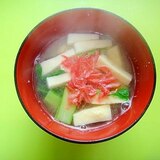 高野豆腐と小松菜桜エビの味噌汁